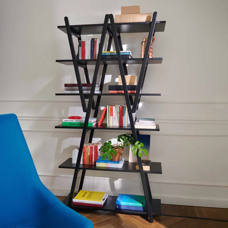 Folding Wood Bookshelf NUVOLA ROSSA, designed by Vico Magistretti for Cassina