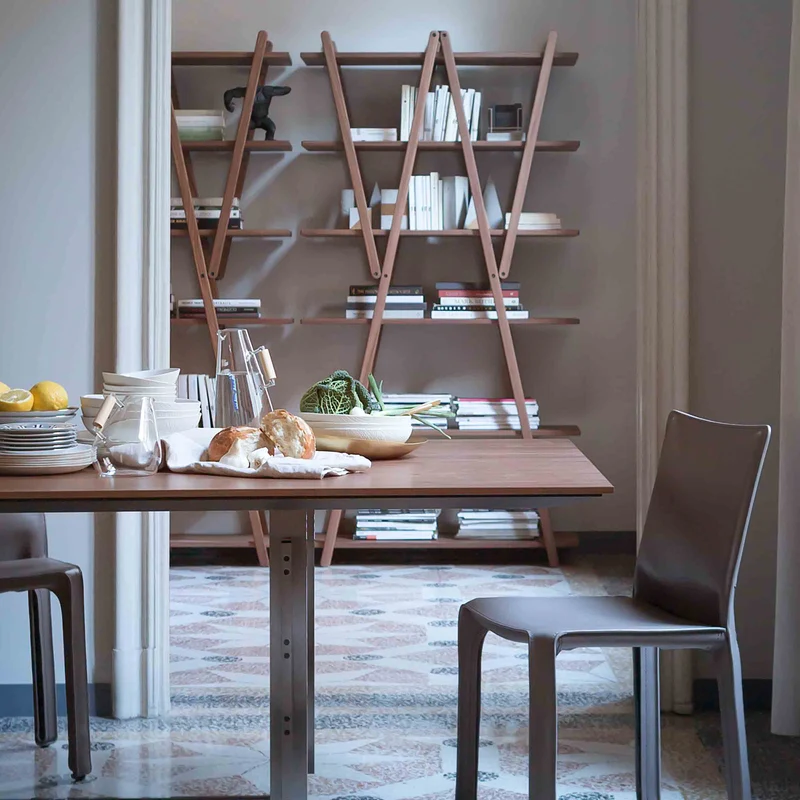 Folding Wood Bookshelf NUVOLA ROSSA, designed by Vico Magistretti for Cassina
