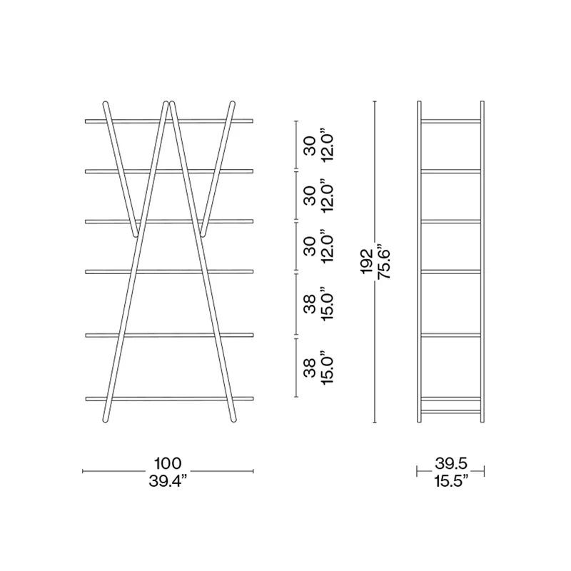 Folding Wood Bookshelf NUVOLA ROSSA, designed by Vico Magistretti for Cassina