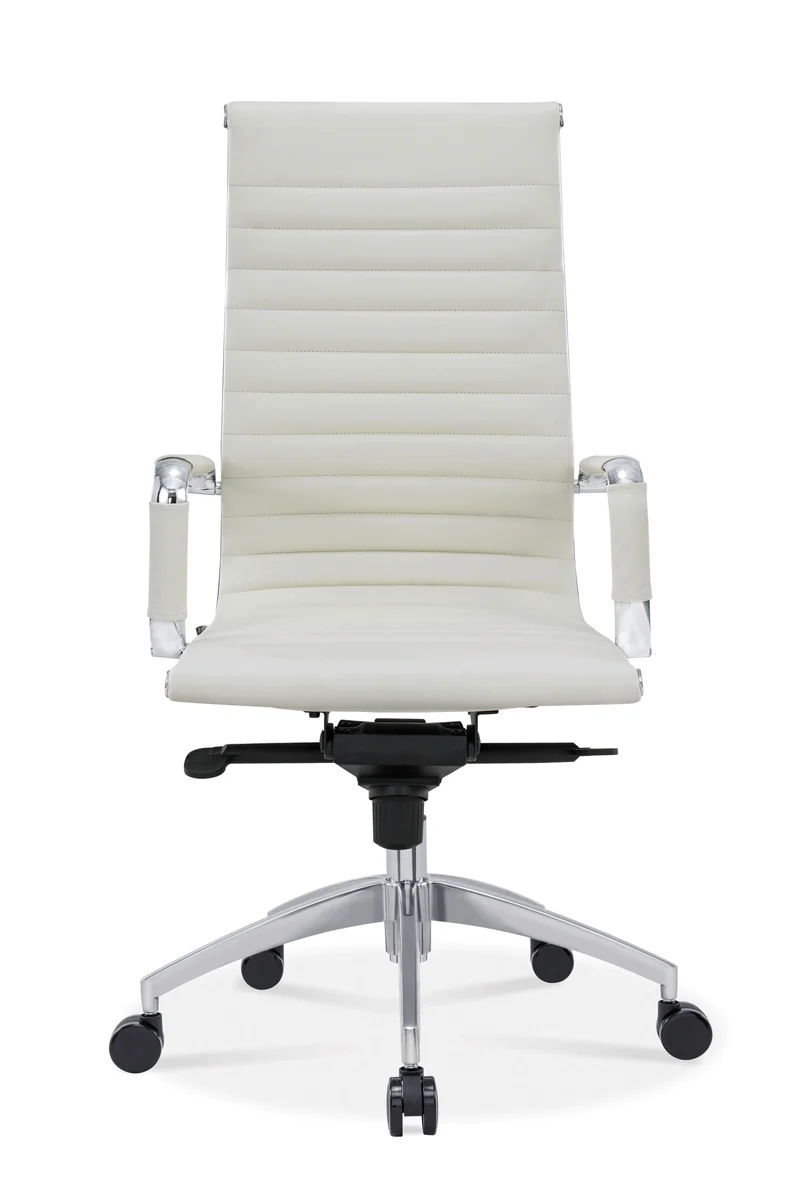 Fauteuil Direction Persée Cuir Blanc Haut Dossier