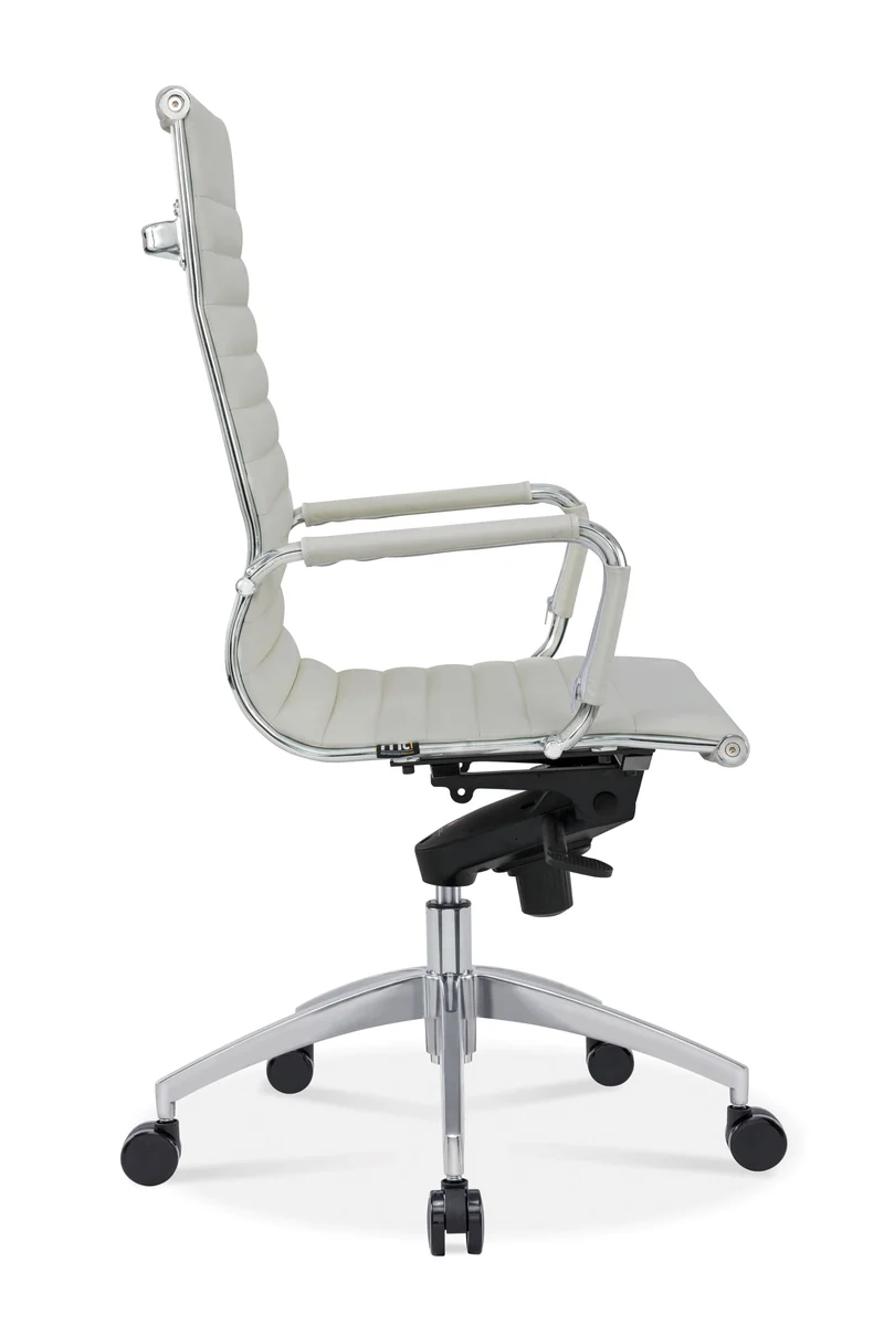 Fauteuil Direction Persée Cuir Blanc Haut Dossier