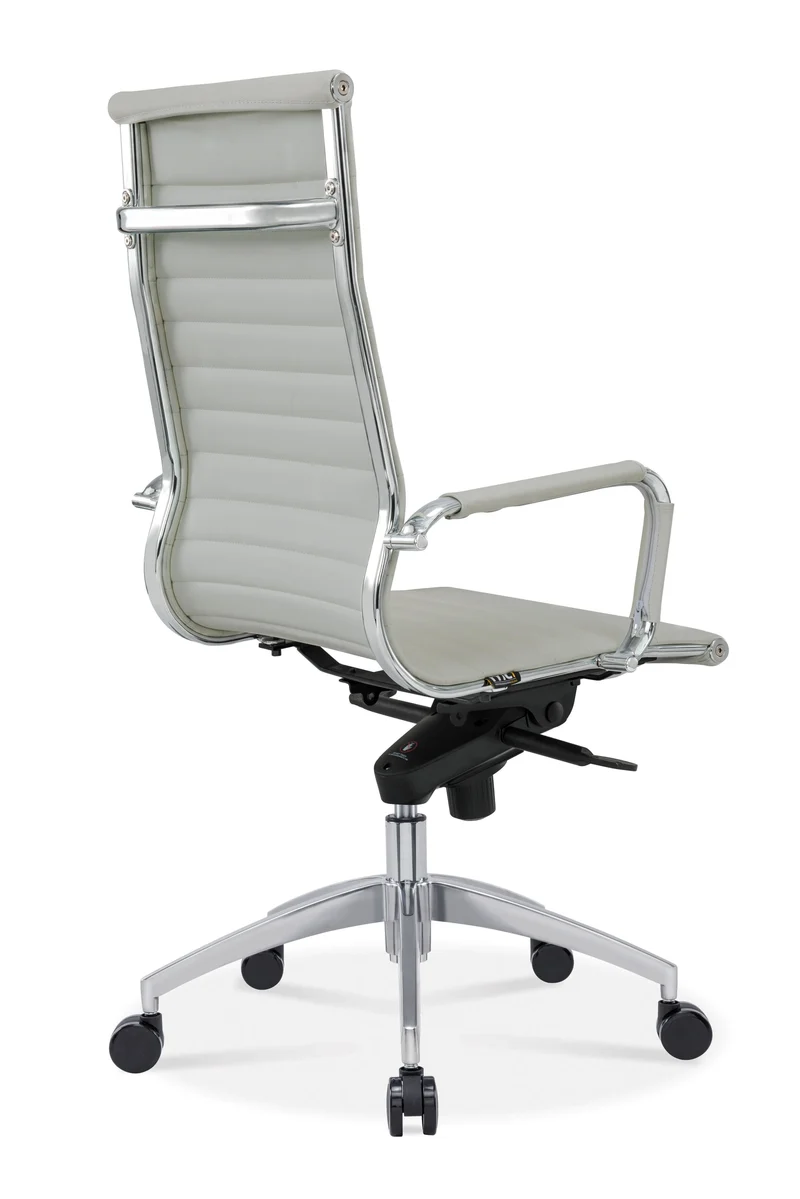 Fauteuil Direction Persée Cuir Blanc Haut Dossier