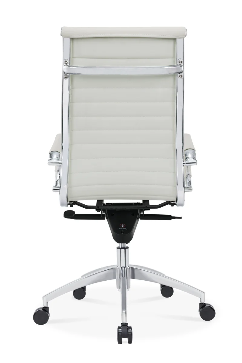 Fauteuil Direction Persée Cuir Blanc Haut Dossier