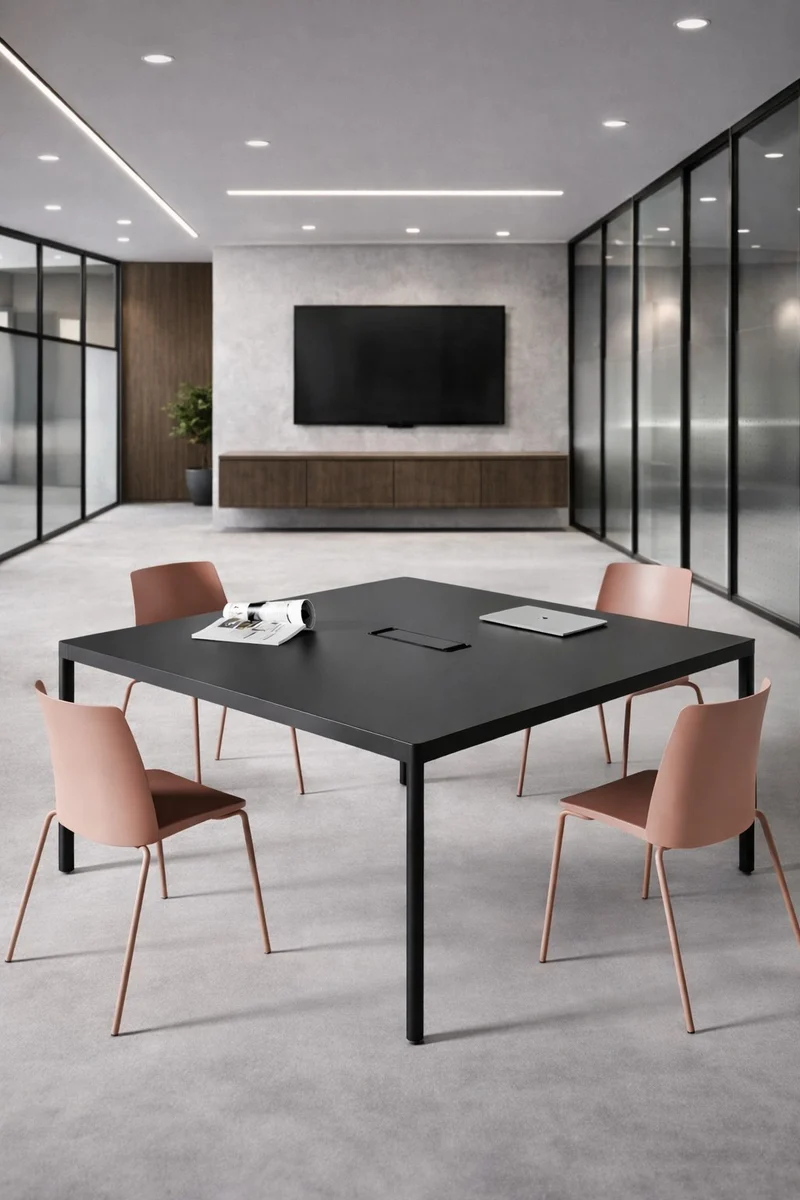Table de réunion Fil rouge 120x120 cm & Top Access