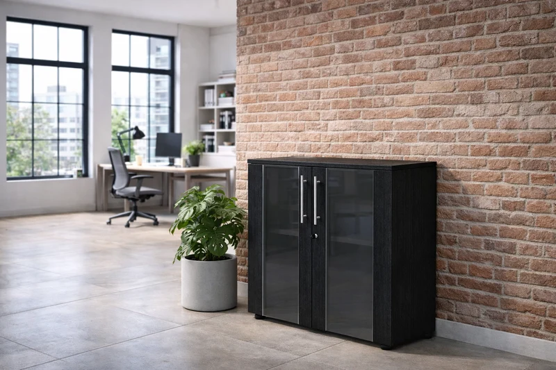 Armoire Basse Flora Portes Vitrées H81.4 cm