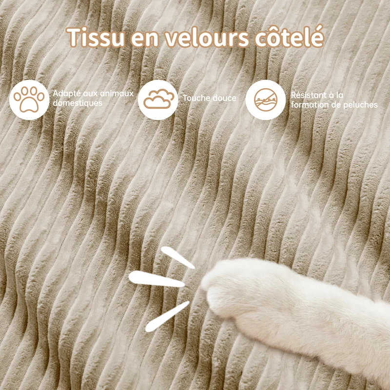 Ensemble de canapés avec accoudoirs incurvés et base antidérapante en tissu velours côtelé doux pour le salon, beige,siège4+tabouret1