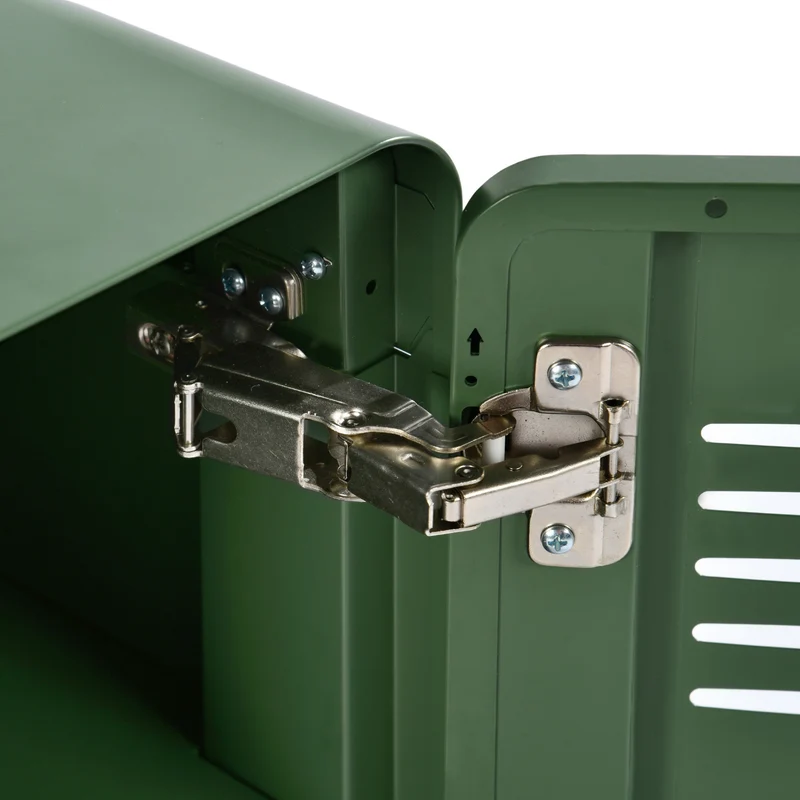 Meuble TV ou buffet de salon en métal vert, avec 3 portes et des étagères - WALNUT