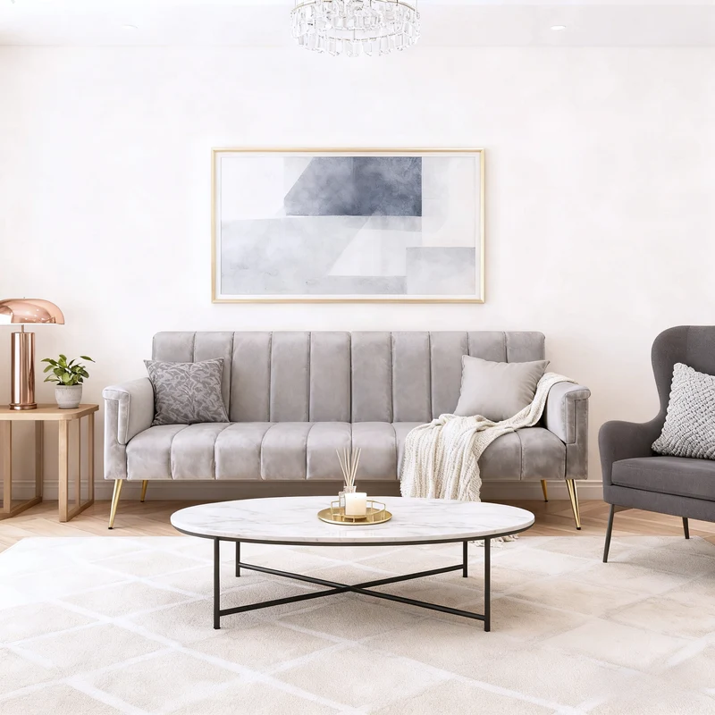 Sofa-lit pliant moderne en velours 183x76x75 cm â€?Réglable en 5 angles, pieds métalliques, idéal pour salon et chambre d’invités