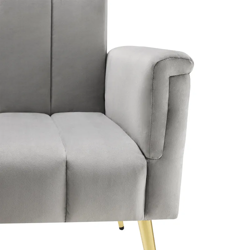 Sofa-lit pliant moderne en velours 183x76x75 cm â€?Réglable en 5 angles, pieds métalliques, idéal pour salon et chambre d’invités