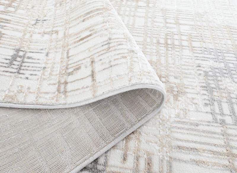 Tapis beige à motifs striés gris 160 x 230 cm PEKIN