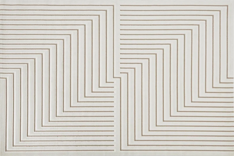 Tapis blanc écru à motifs chevrons 200 x 290 cm AMELIO