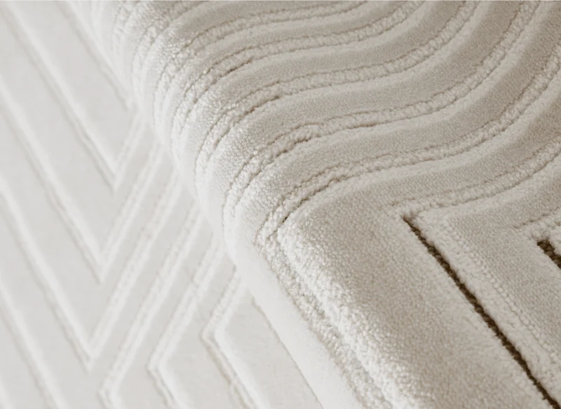 Tapis blanc écru à motifs chevrons 200 x 290 cm AMONA