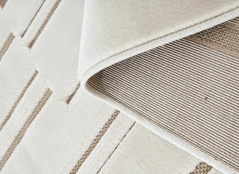 Tapis blanc écru à lignes asymétriques beiges 160 x 230 cm AYLAN