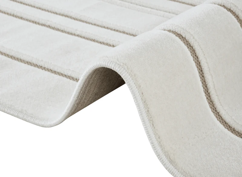 Tapis blanc écru à lignes asymétriques beiges 160 x 230 cm AYLAN