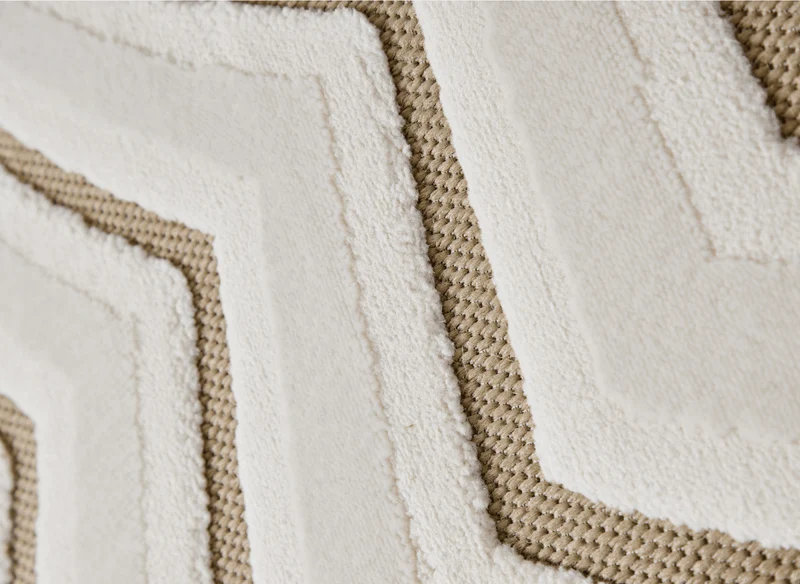 Tapis blanc écru à motifs circulaires beiges 200 x 290 cm ALEO