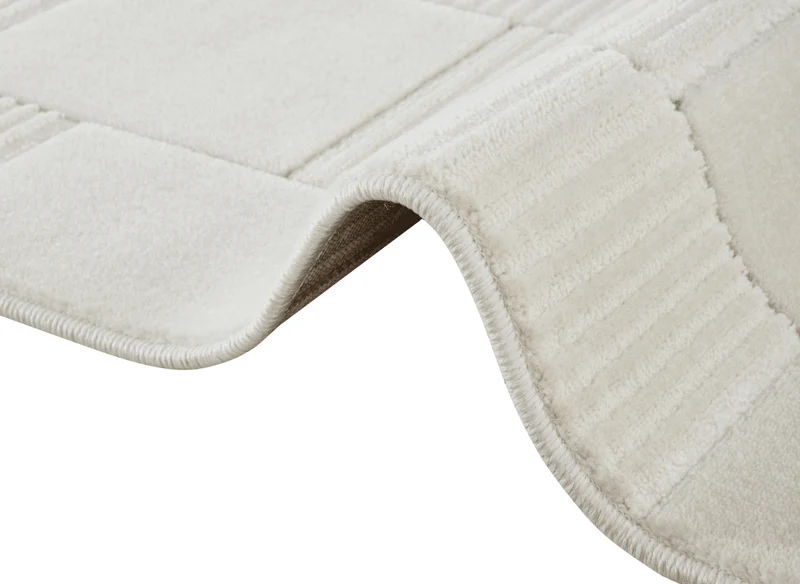 Tapis blanc écru à carreaux texturés 200 x 290 cm KARLINE