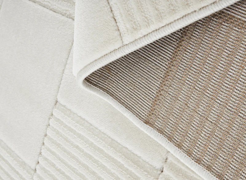 Tapis blanc écru à carreaux texturés 200 x 290 cm KARLINE