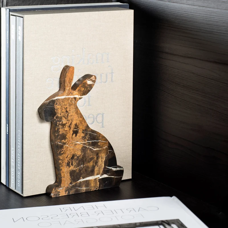 Marble and Steel Bookend BUNNY by Alessandra Grasso