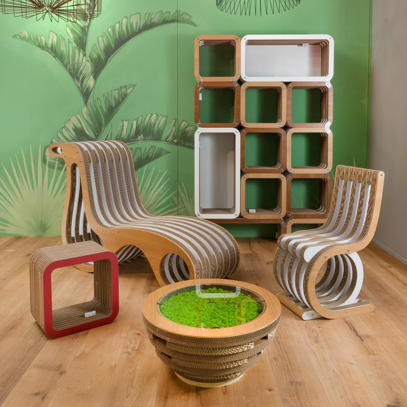 Cardboard and Wood Coffee Table TAPPO CON LICHENI XL