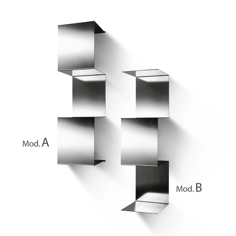 Steel Bookcase SEGMENTO INOX MINI B by C. Cangia and G. Mazzardi