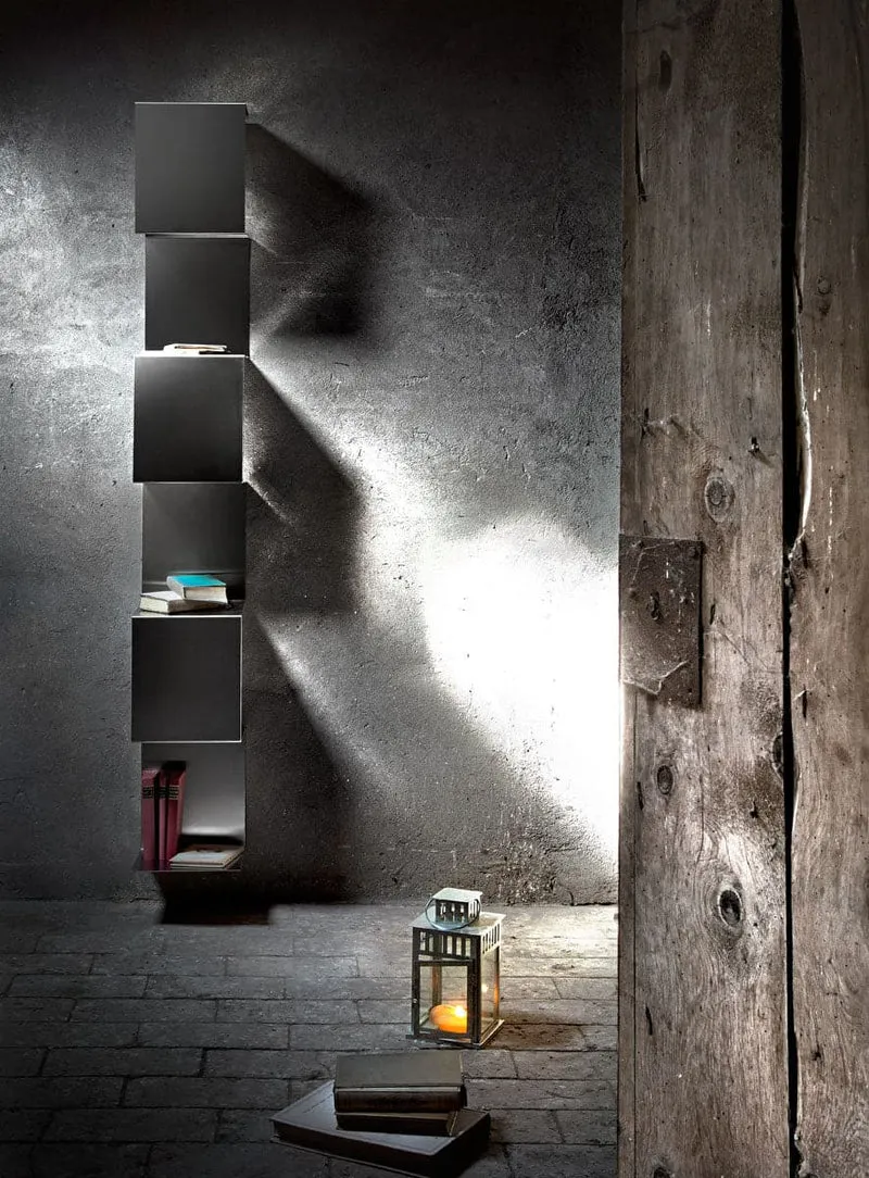 Steel Bookcase SEGMENTO INOX 180 by C. Cangia and G. Mazzardi