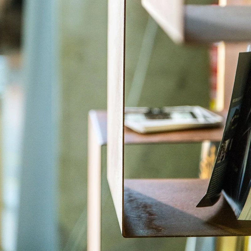 Corten Steel Bookcase SEGMENTO CORTEN MINI by C. Cangia and G. Mazzardi