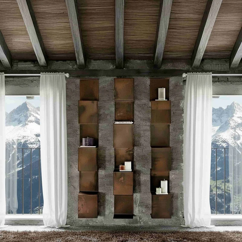 Corten Steel Bookcase SEGMENTO CORTEN 180 by C. Cangia and G. Mazzardi