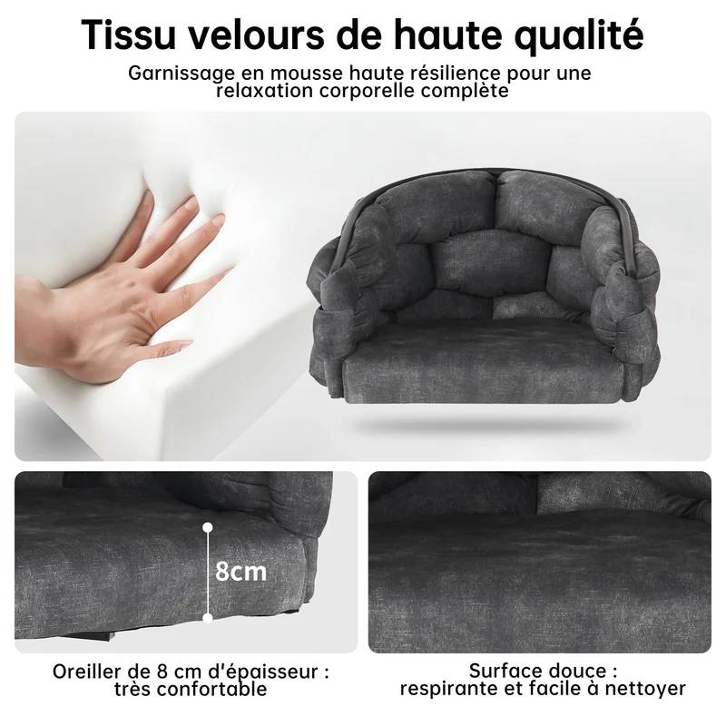 Lot de 4 Gris chaises de luxe en velours 360° pivotantes Chaises ergonomiques modernes à dossier pour salon salle à manger et dressing
