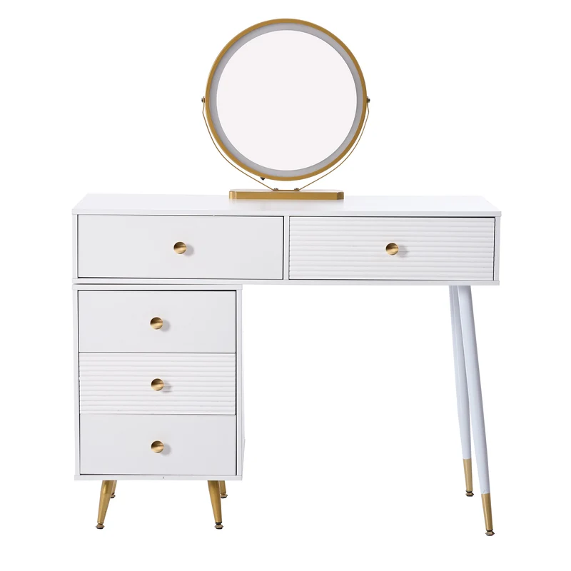 Ensemble coiffeuse élégante avec miroir HD rétroéclairé par LED, meuble latéral réglable et tiroir coulissant, 100 x 40 x 78 cm