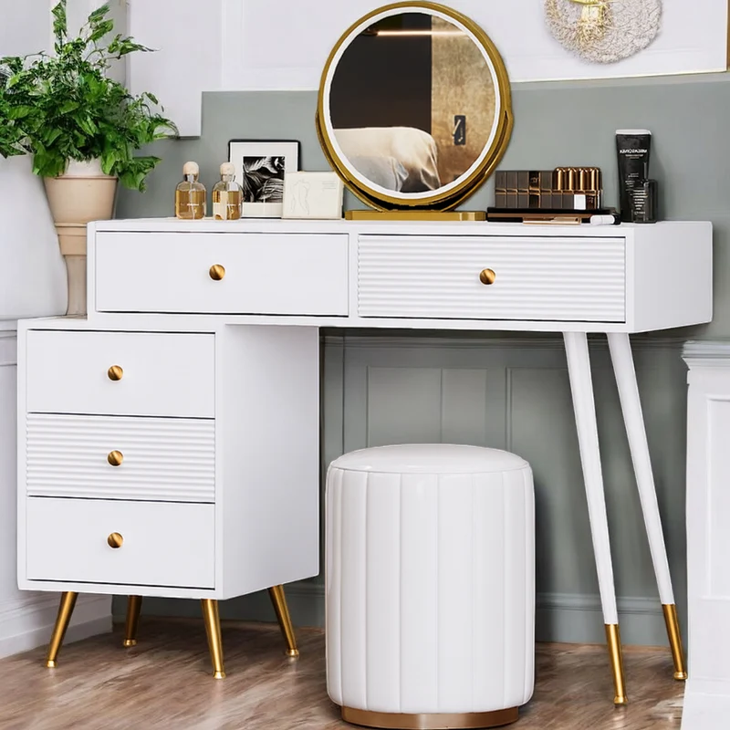 Ensemble coiffeuse élégante avec miroir HD rétroéclairé par LED, meuble latéral réglable et tiroir coulissant, 100 x 40 x 78 cm