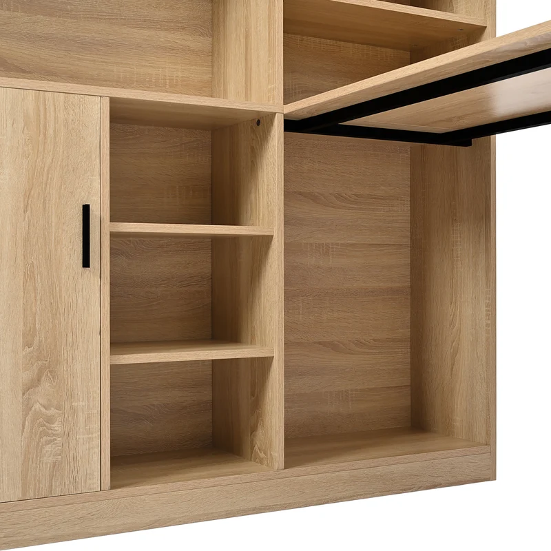 Bureau avec étagères et armoire intégrée en MDF finition bois naturel