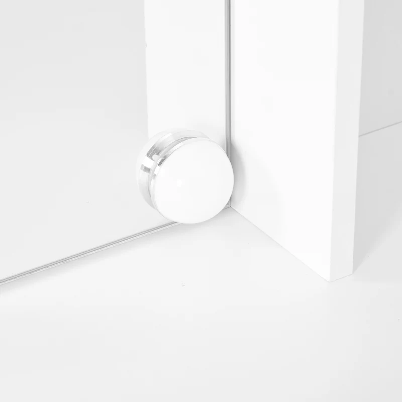 Grande coiffeuse blanche avec miroir, tabouret et éclairage LED réglable, 3 tiroirs et 2 portes de rangement