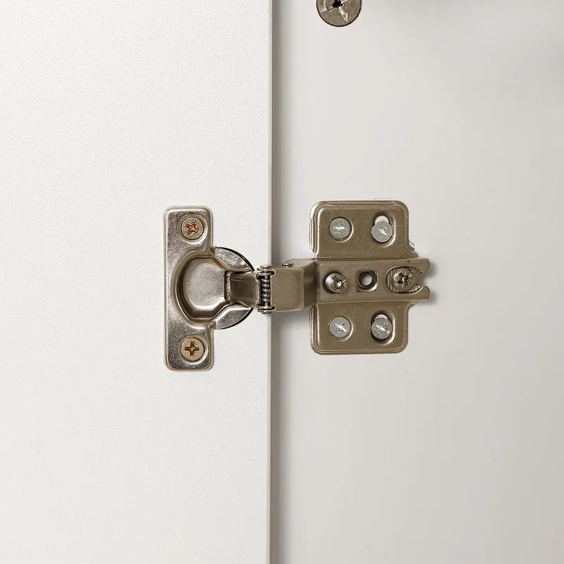 Armoire penderie blanche en panneaux de particules avec 2 portes, 2 tiroirs et tringle de rangement
