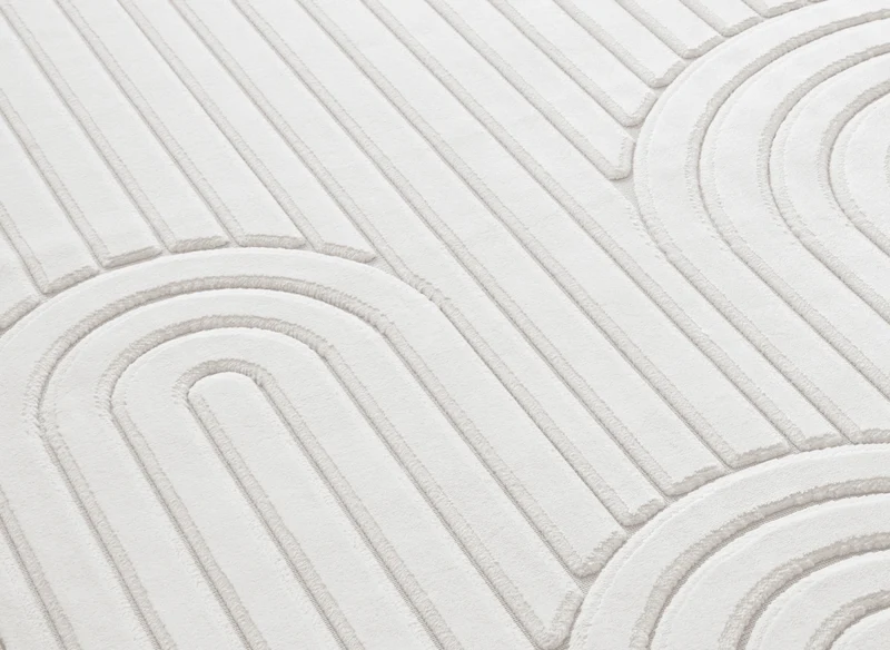 Tapis blanc écru à relief géométriques 154 x 230 cm AFINA