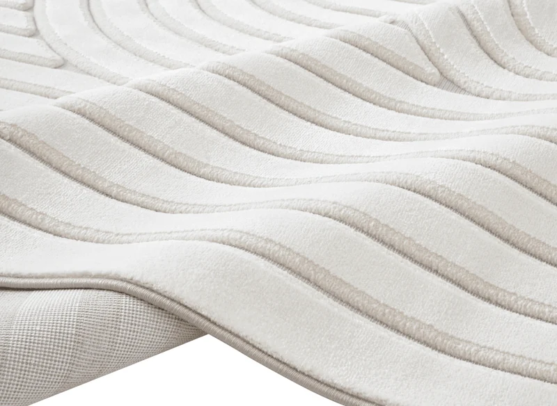 Tapis blanc écru à relief géométriques 154 x 230 cm AFINA