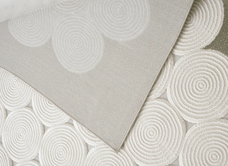 Tapis à motifs rond blanc écru 192 x 290 cm CLARA