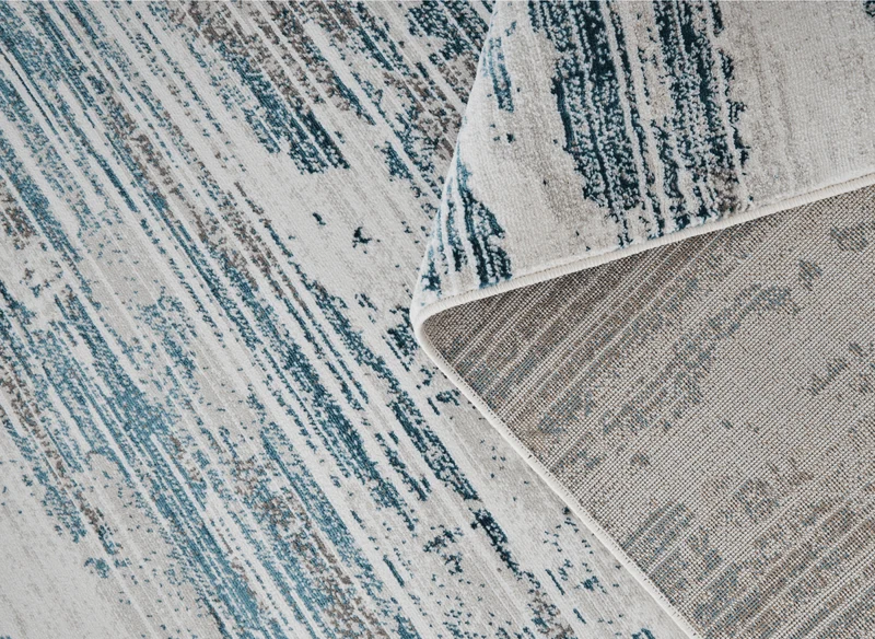 Tapis motif abstrait beige et bleu 200 x 290 cm AURORA