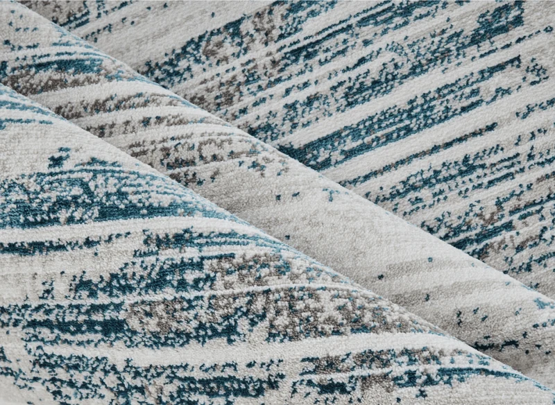 Tapis motif abstrait beige et bleu 160 x 230 cm AURORA