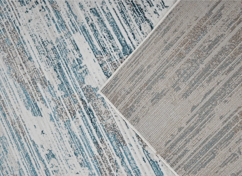 Tapis motif abstrait beige et bleu 160 x 230 cm AURORA