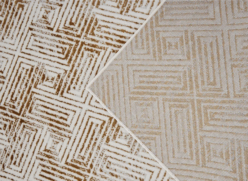 Tapis géométrique beige et marron 160 x 230 cm CARAMEL