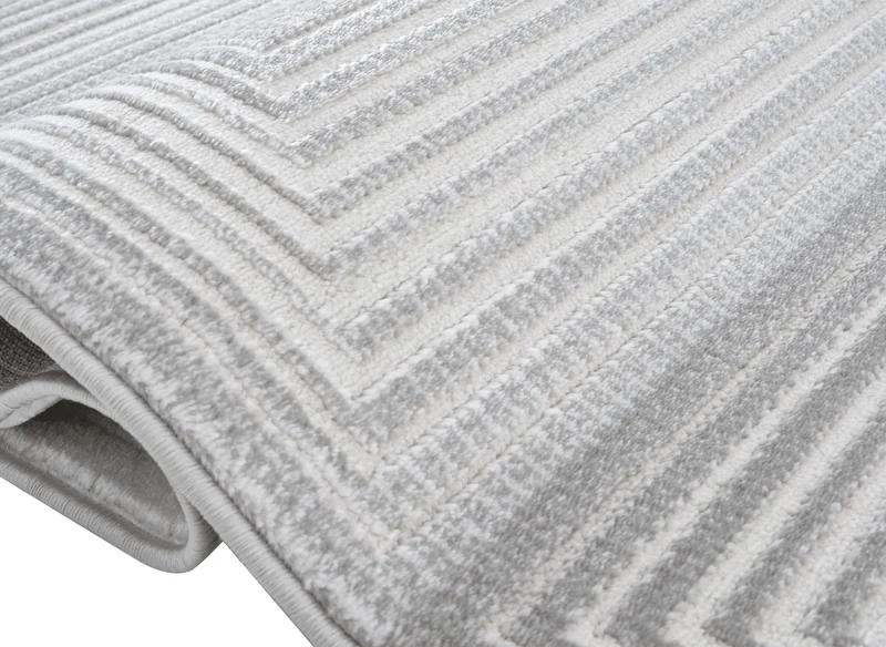Tapis graphique art déco gris et blanc 160 x 230 cm HALL