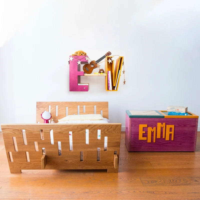 Kids Wood Bookcase MENSOLETTERA Closed by Evolwood