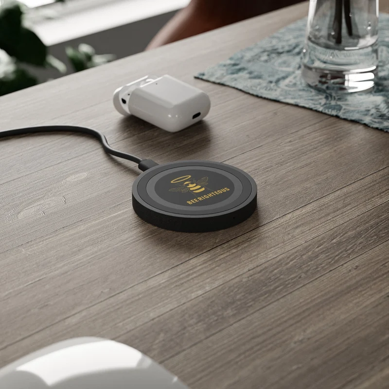 Bee Righteous Eco-Friendly Wireless Charging Pad - Unique Bee Design, Perfect Gift for Tech Lovers!