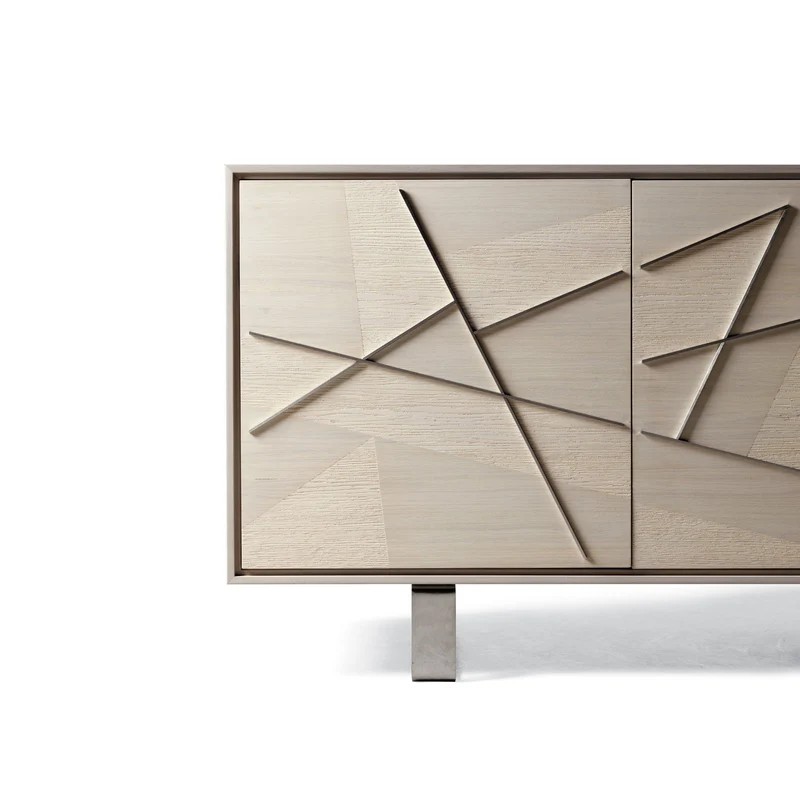 Grey Walnut Wood Sideboard MATERIA Geometria Doors by Dale Italia