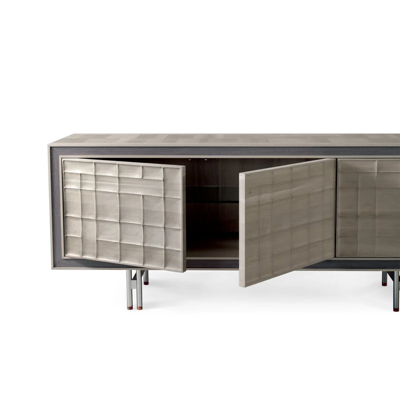Walnut Wood Sideboard QUADRA Scacco Doors by Dale Italia
