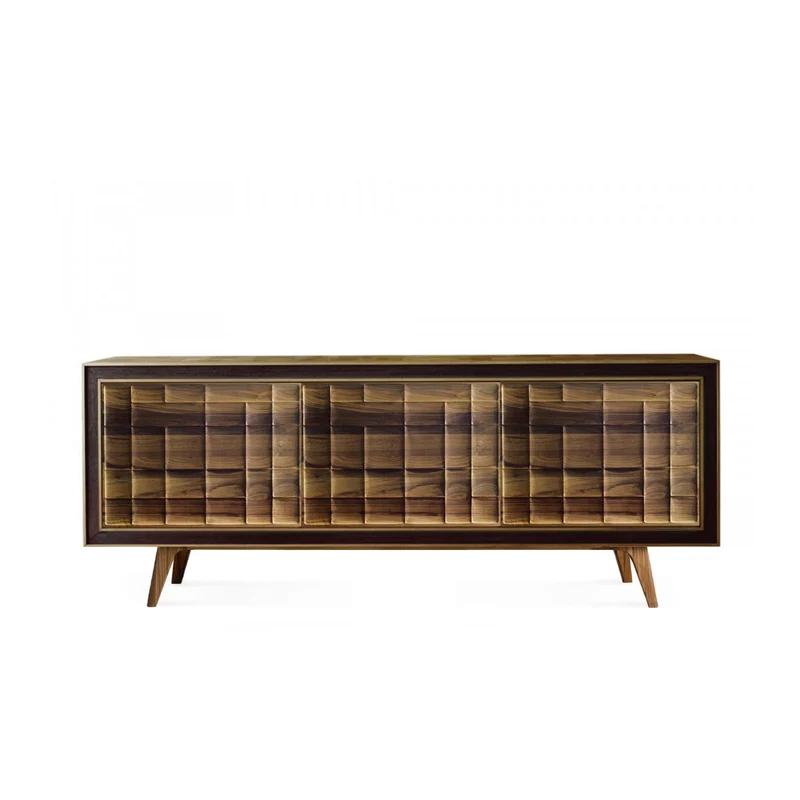 Walnut Wood Sideboard QUADRA Scacco Doors by Dale Italia