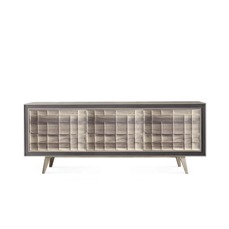 Walnut Wood Sideboard QUADRA Scacco Doors by Dale Italia
