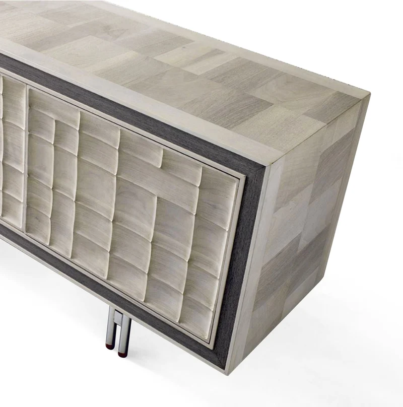Walnut Wood Sideboard QUADRA Scacco Doors by Dale Italia