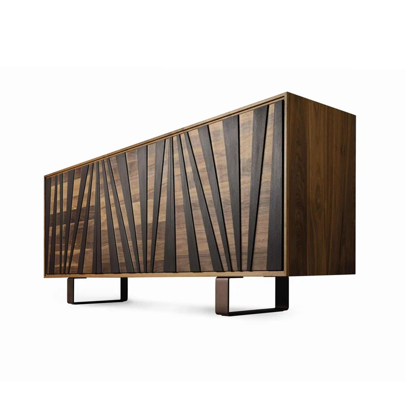 Walnut Wood Sideboard MATERIA Ventaglio Doors by Dale Italia