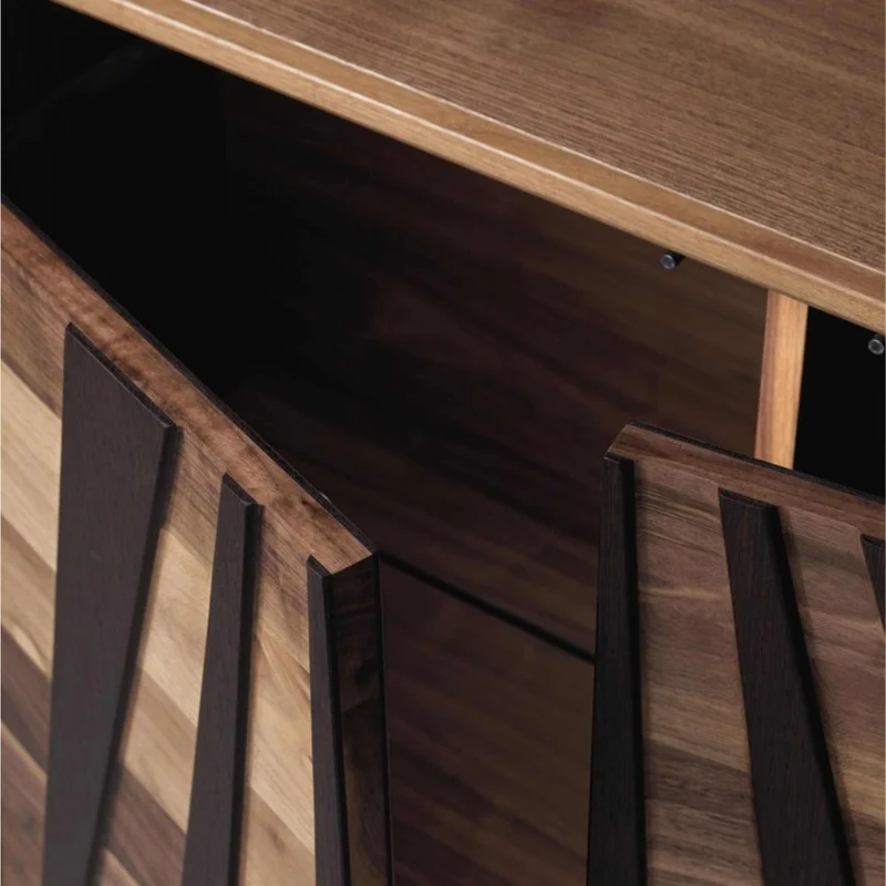 Walnut Wood Sideboard MATERIA Ventaglio Doors by Dale Italia